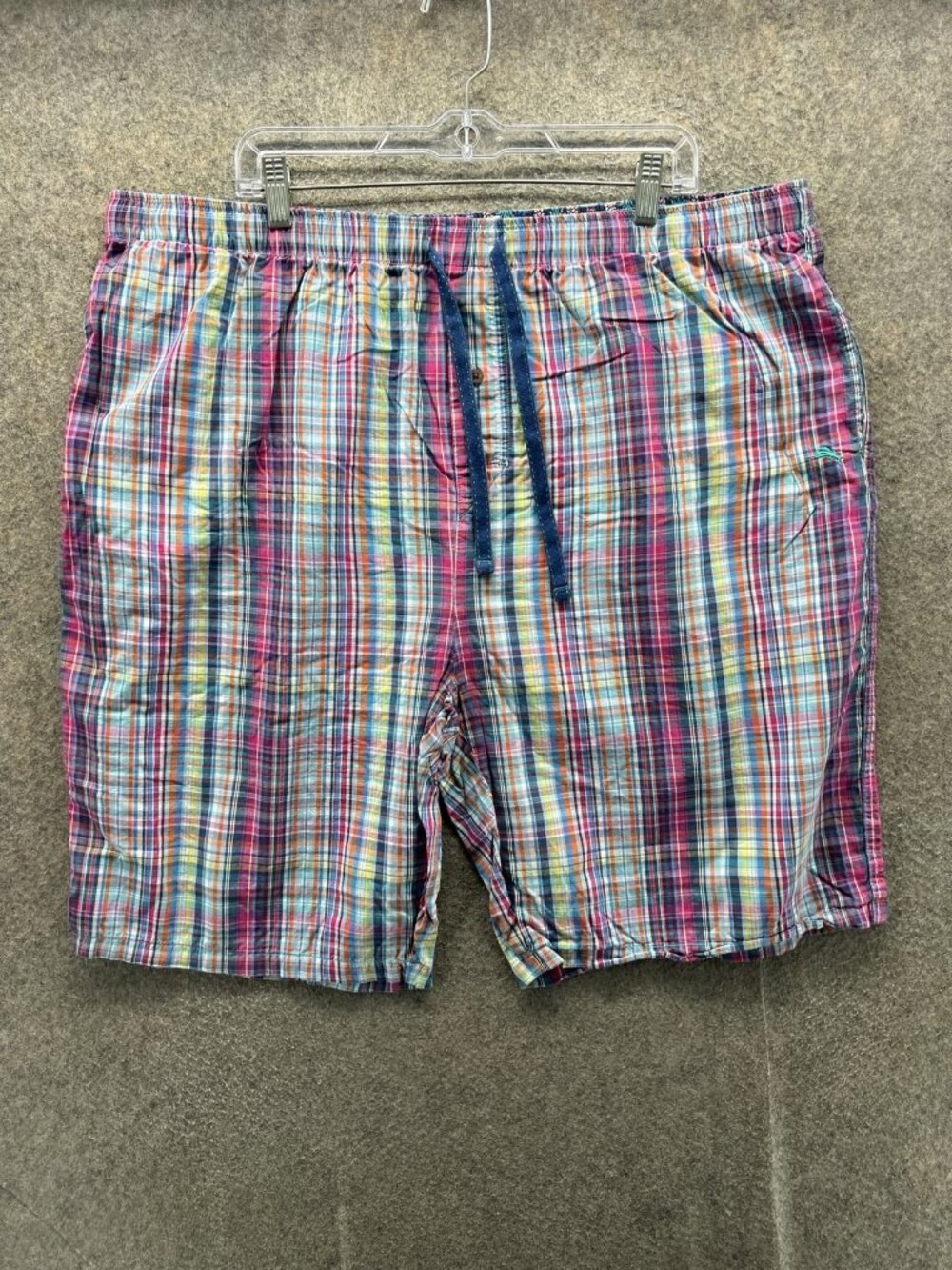 Tommy Bahama Shorts Mens 2XLT Multicolor Plaid Elastic Cotton Casual Summer